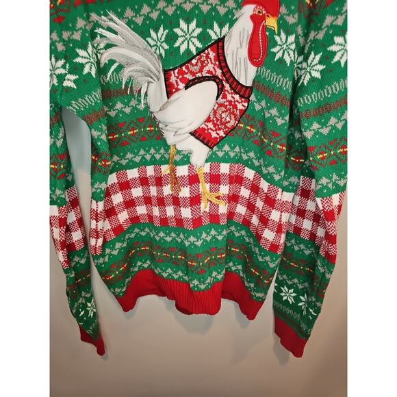 Blizzard Bay Ugly Christmas Sweater Men/Women M Rooster Applique Cotton Crewneck - Picture 4 of 10